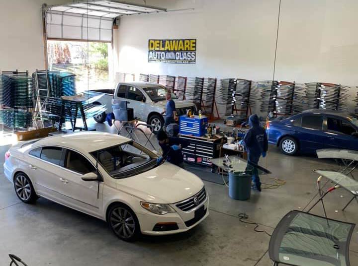 Inside Delaware Auto Glass's location in Newark